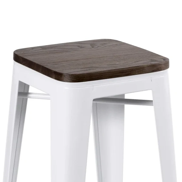Tolix stool with wooden seat