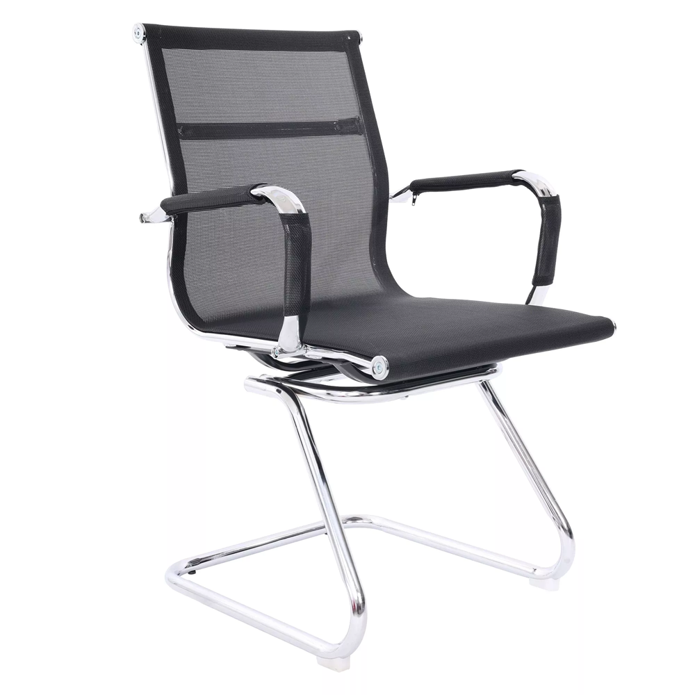 Low Back Mesh Office Chair Fixed Bow Base Leg Steel Structure Cooling Feature Meeting Mesh Staff chair