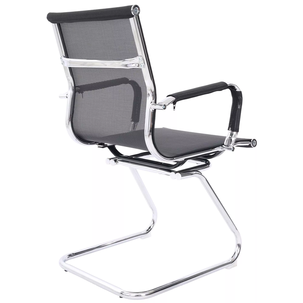 Low Back Mesh Office Chair Fixed Bow Base Leg Steel Structure Cooling Feature Meeting Mesh Staff chair