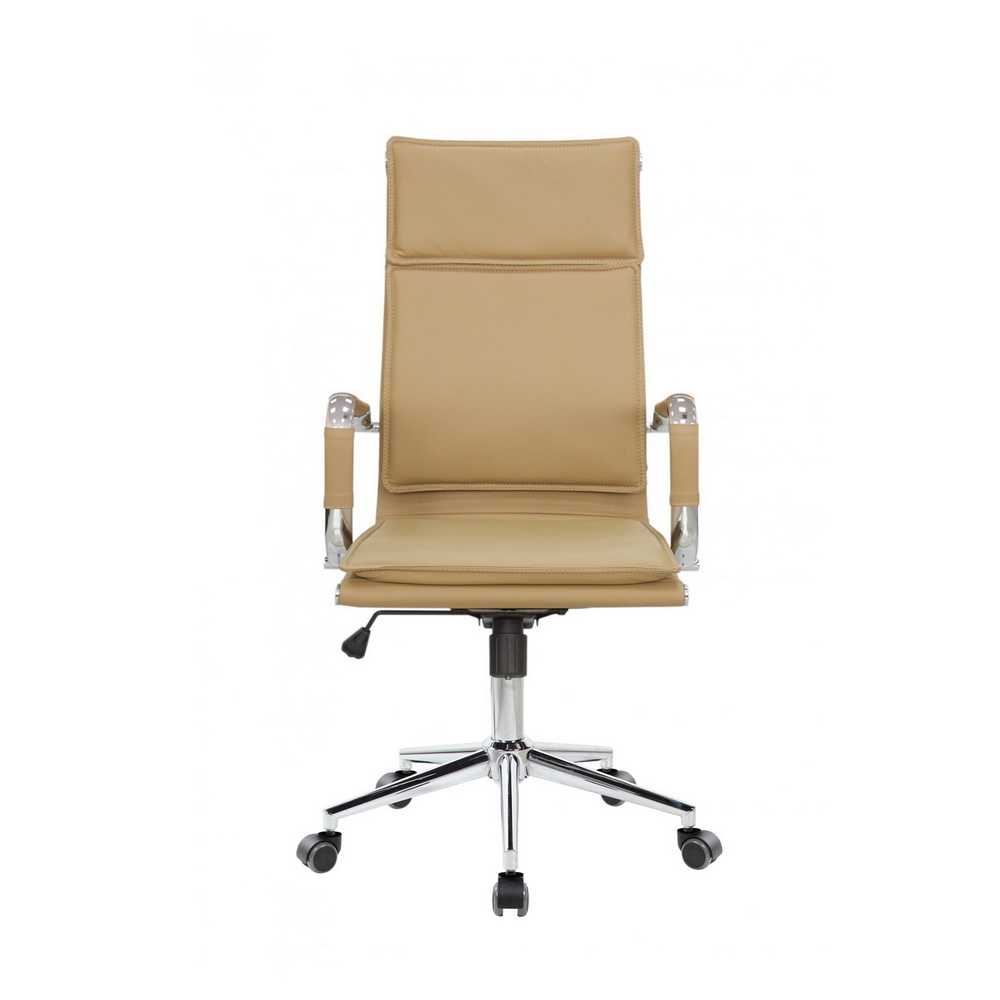 Beige PU Leather Computer Chair Executive Office Desk Chair
