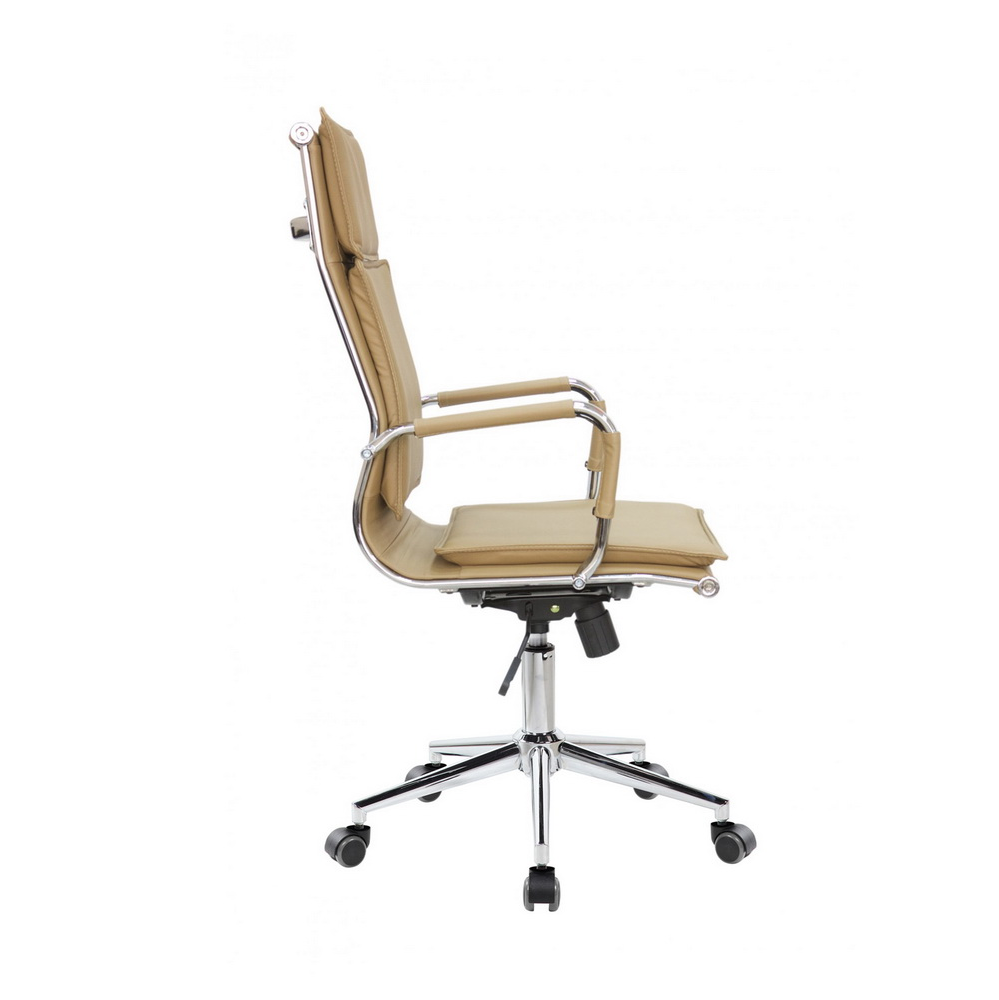 Beige PU Leather Computer Chair Executive Office Desk Chair