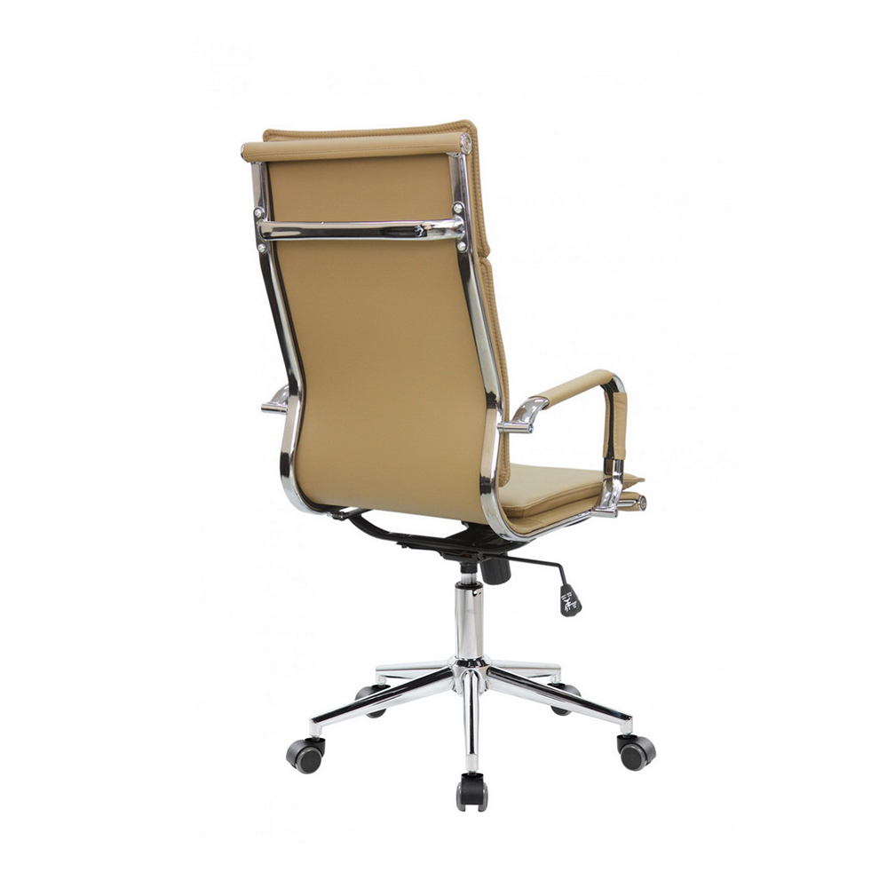 Beige PU Leather Computer Chair Executive Office Desk Chair