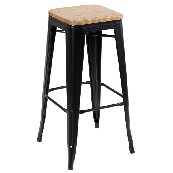 Tolix stool with wooden seat