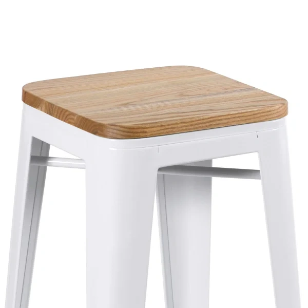 Tolix stool with wooden seat