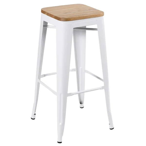 Tolix stool with wooden seat