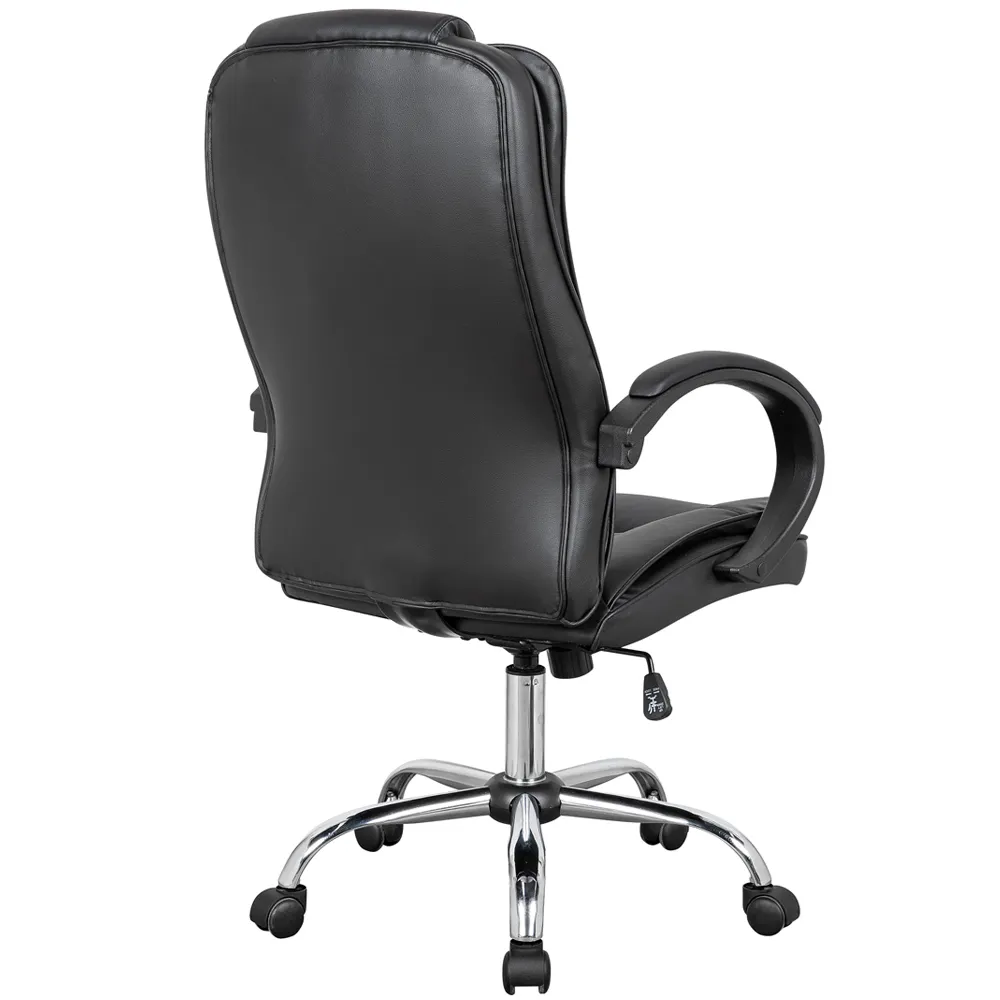 Black Executive PU Leather Swivel Chair with Adjustable High Back Ergonomic Lumbar Support