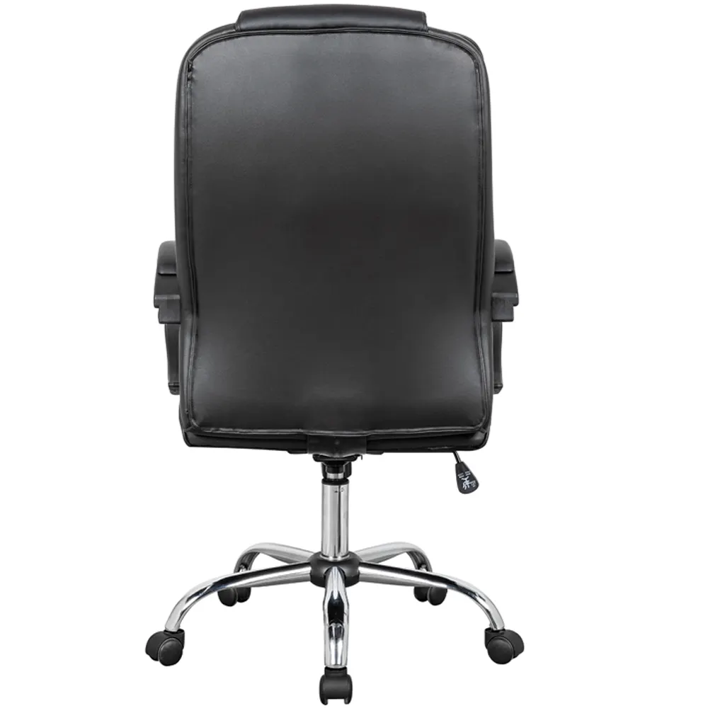 Black Executive PU Leather Swivel Chair with Adjustable High Back Ergonomic Lumbar Support