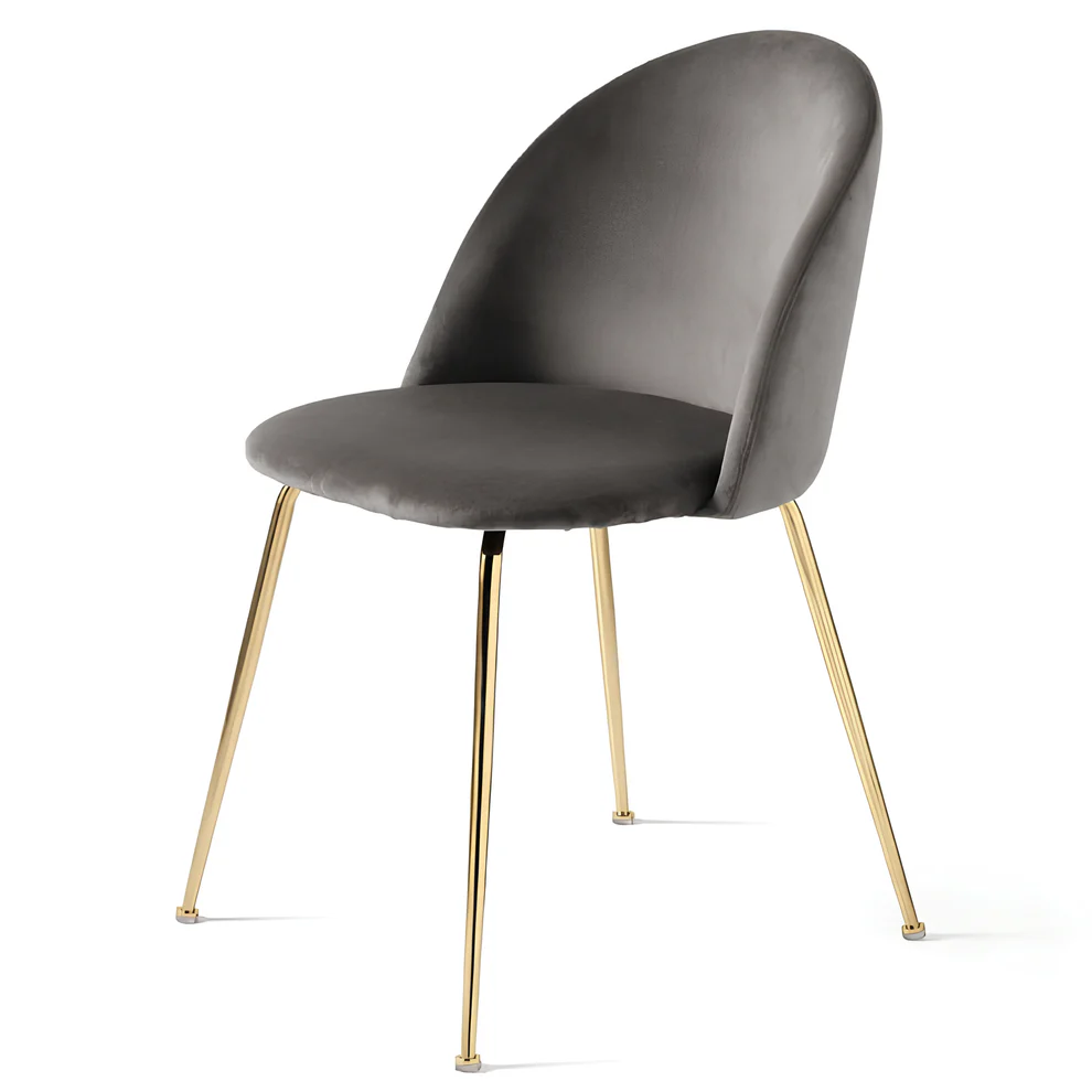 Velvet Dining Chair Upholstered Gold Metal Leg