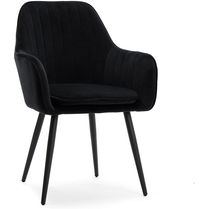 Padded Velvet Armrests Vertical Pattern Living Room Chair
