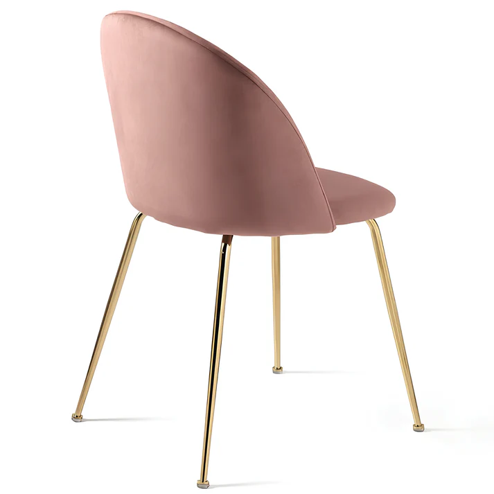Velvet Dining Chair Upholstered Gold Metal Leg