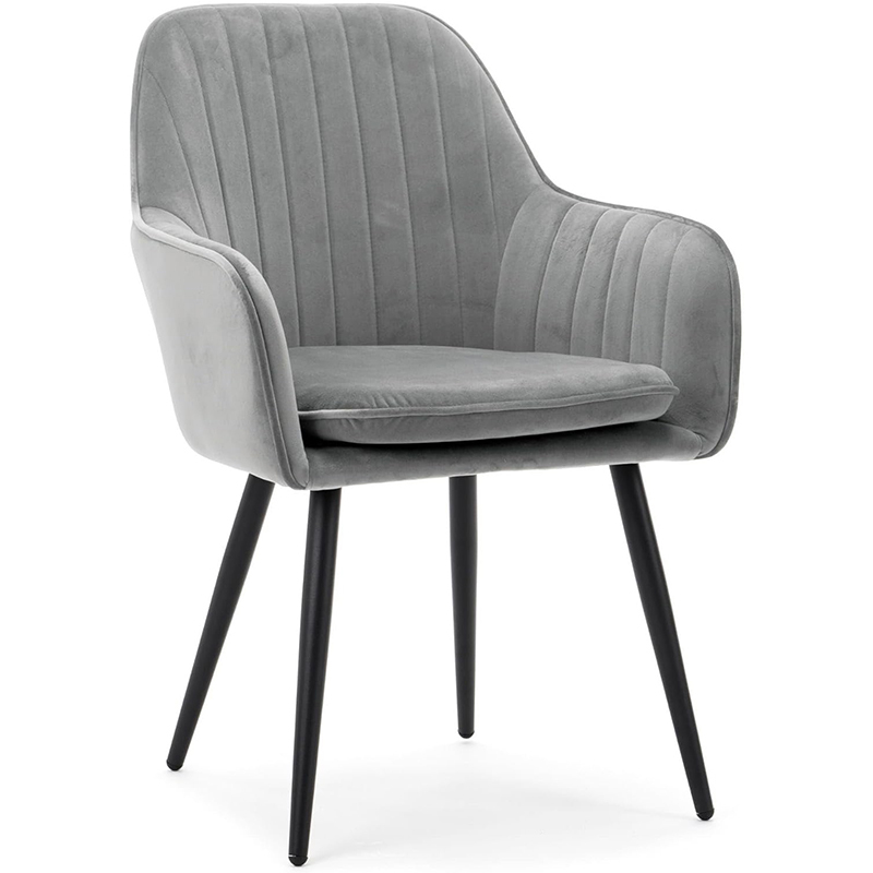 Padded Velvet Armrests Vertical Pattern Living Room Chair