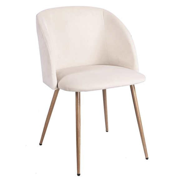 Nordic style velvet backrest Kitchen Room Chair With wood color metal leg