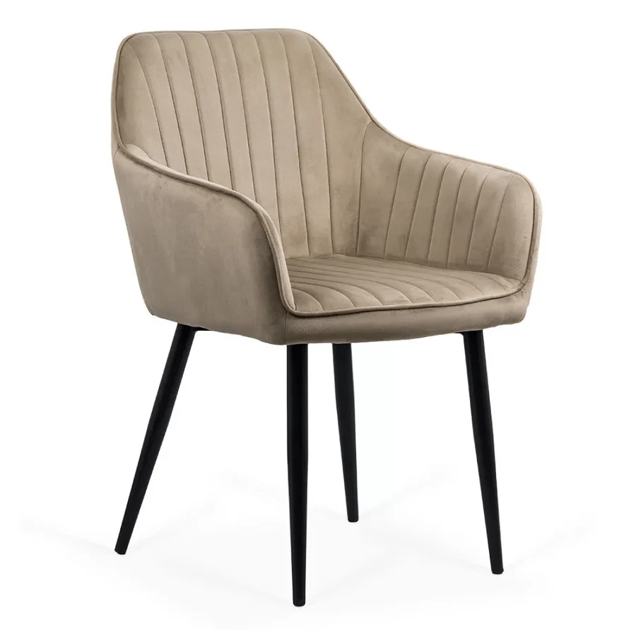 Dining Chair with Armrests Black Legs Velvet Cover