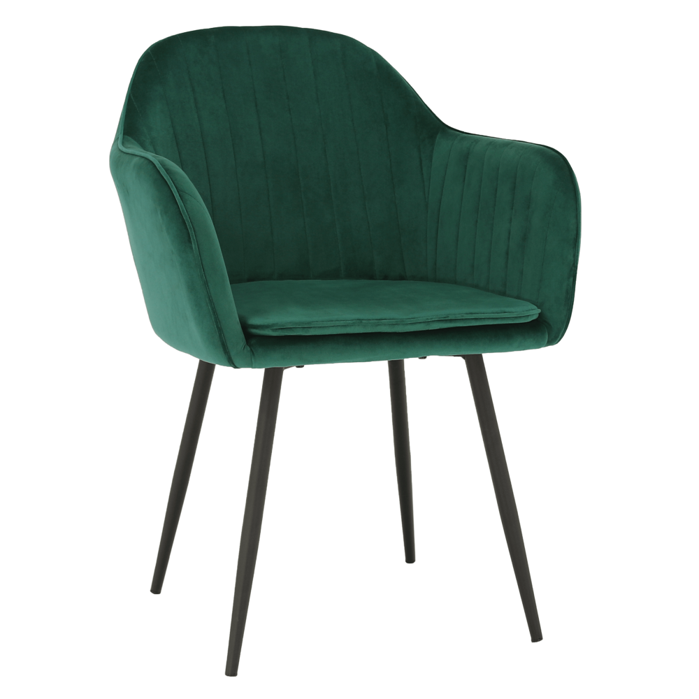 Padded Velvet Armrests Vertical Pattern Living Room Chair