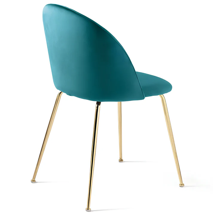 Velvet Dining Chair Upholstered Gold Metal Leg