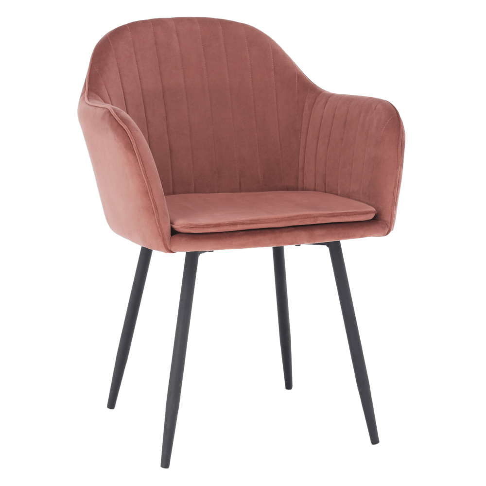Padded Velvet Armrests Vertical Pattern Living Room Chair