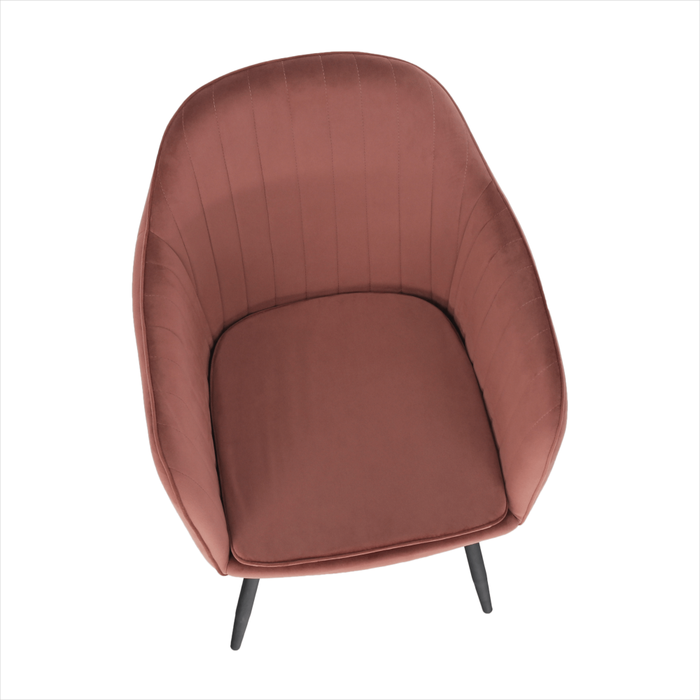 Padded Velvet Armrests Vertical Pattern Living Room Chair