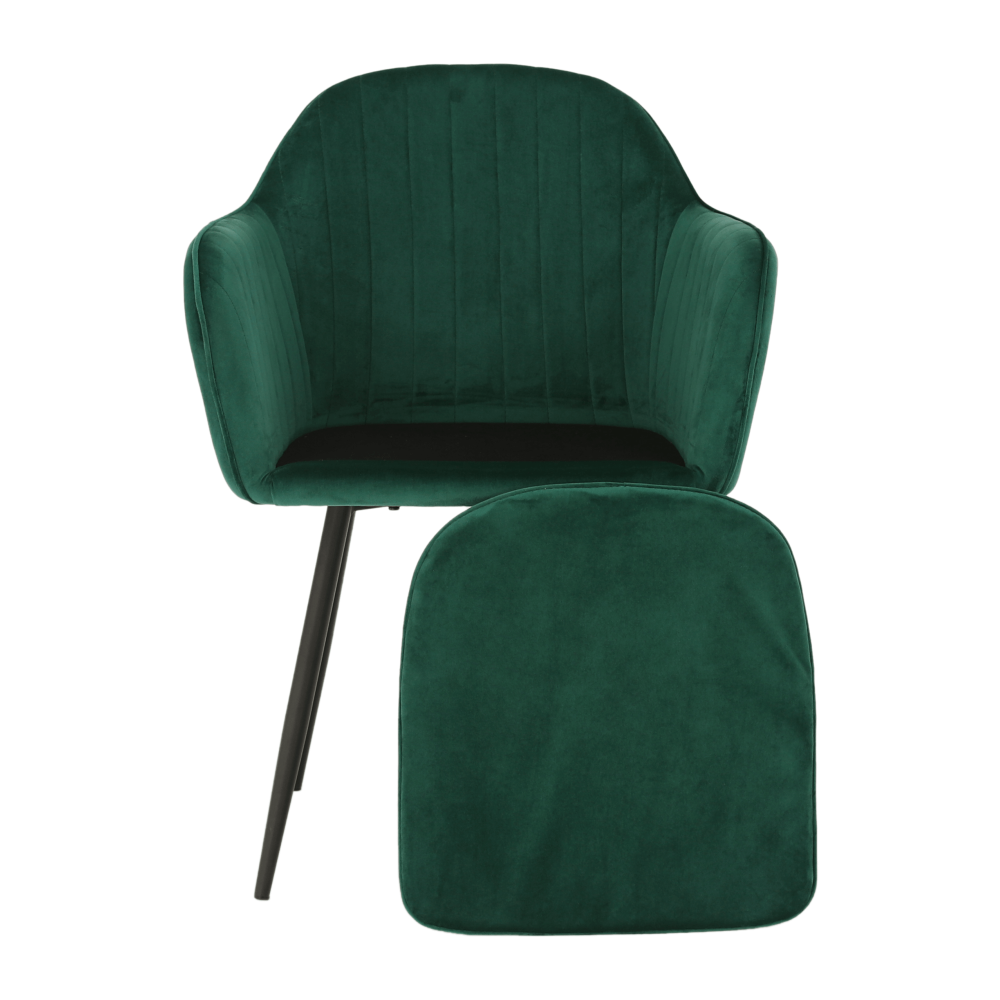 Padded Velvet Armrests Vertical Pattern Living Room Chair