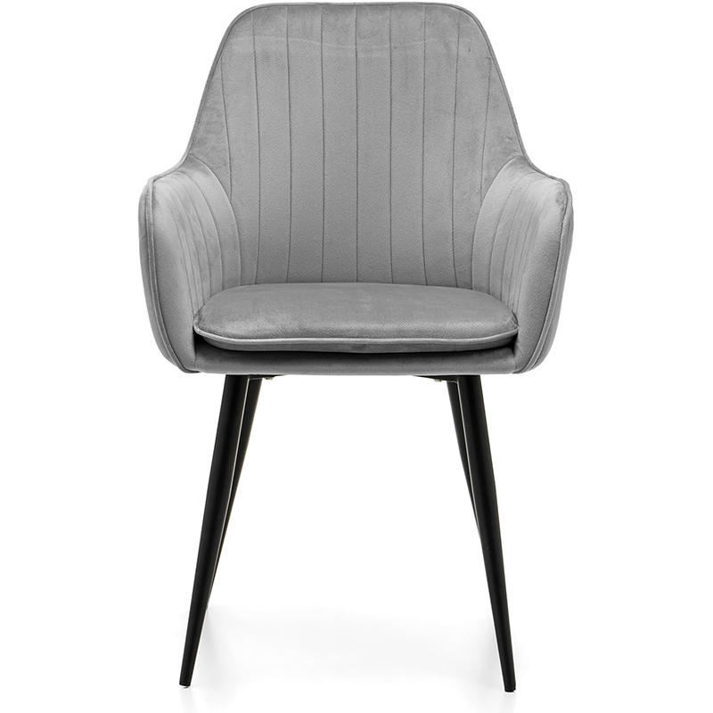 Padded Velvet Armrests Vertical Pattern Living Room Chair