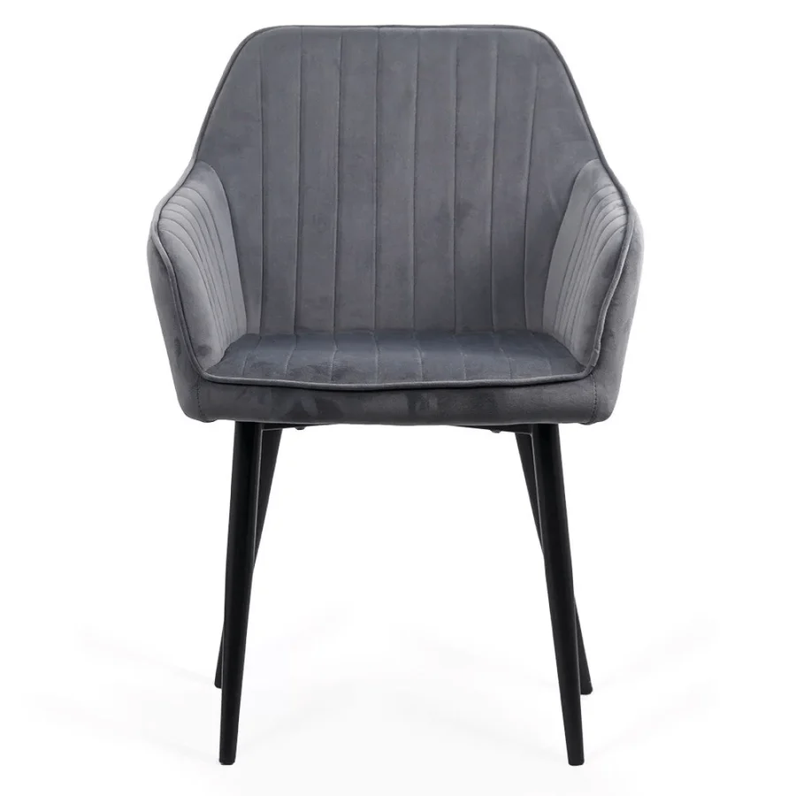 Dining Chair with Armrests Black Legs Velvet Cover