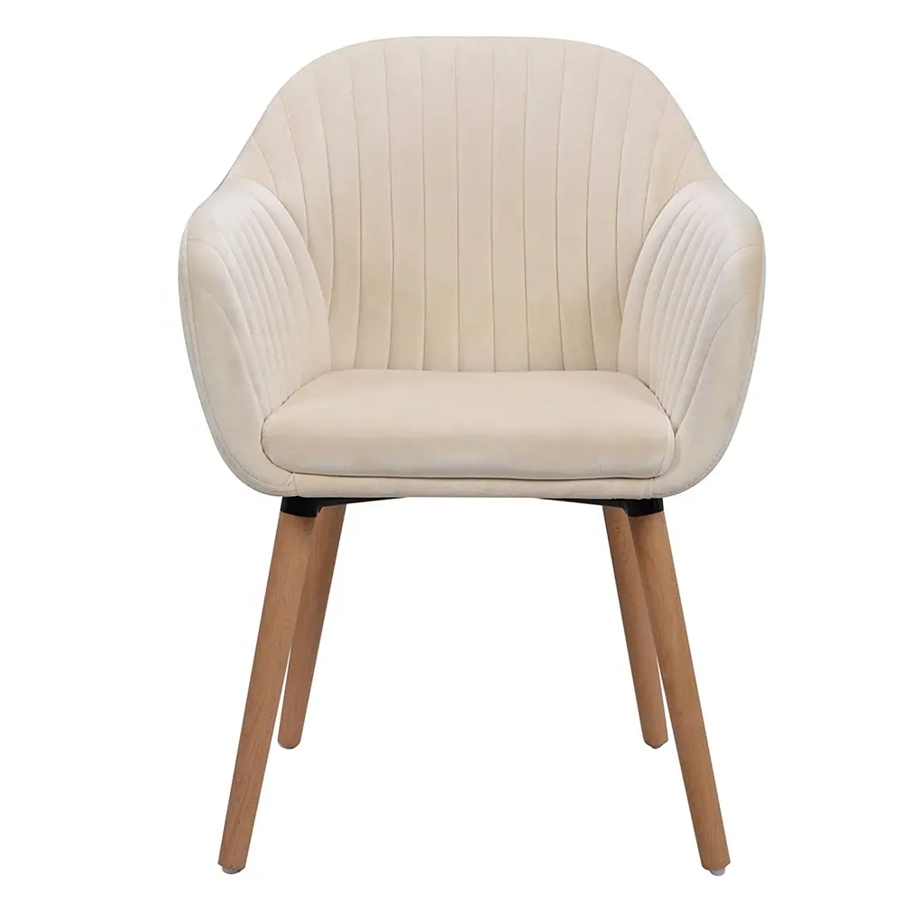 Upholstered Counter Lounge Living Room Corner Chair with Arms Solid Nature Wood Legs Reception Chair