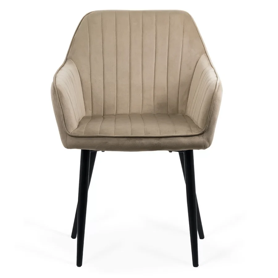 Dining Chair with Armrests Black Legs Velvet Cover