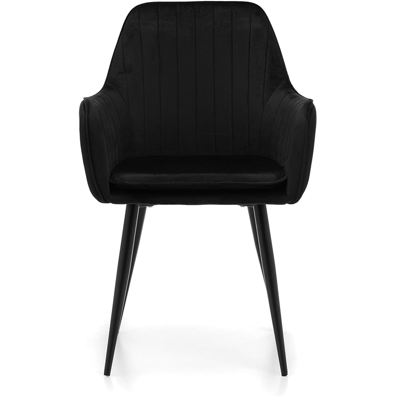 Padded Velvet Armrests Vertical Pattern Living Room Chair