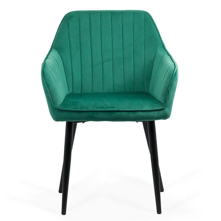 Dining Chair with Armrests Black Legs Velvet Cover