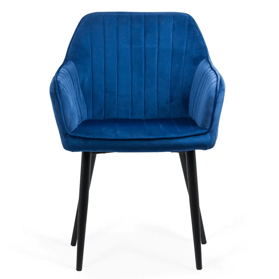 Dining Chair with Armrests Black Legs Velvet Cover