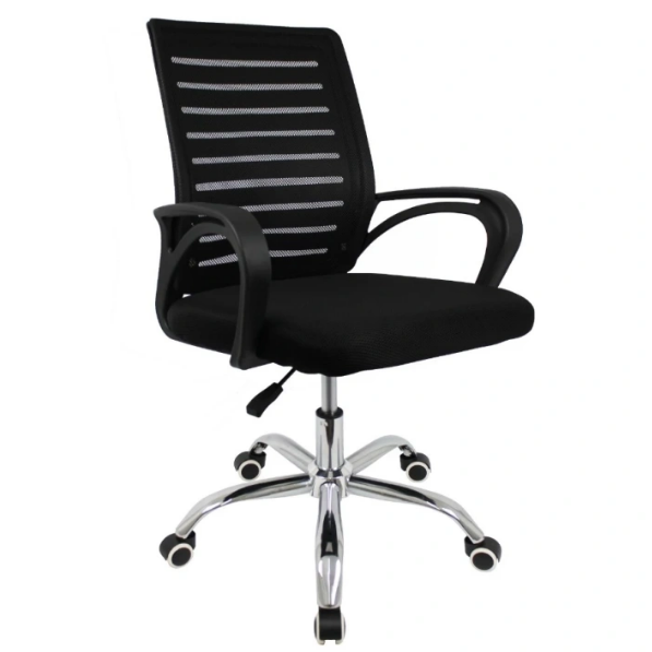 Black Ergonomic Swivel Chair with Mesh Upholstery