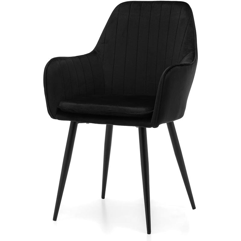 Padded Velvet Armrests Vertical Pattern Living Room Chair