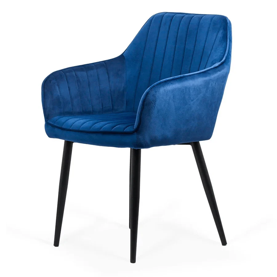 Dining Chair with Armrests Black Legs Velvet Cover