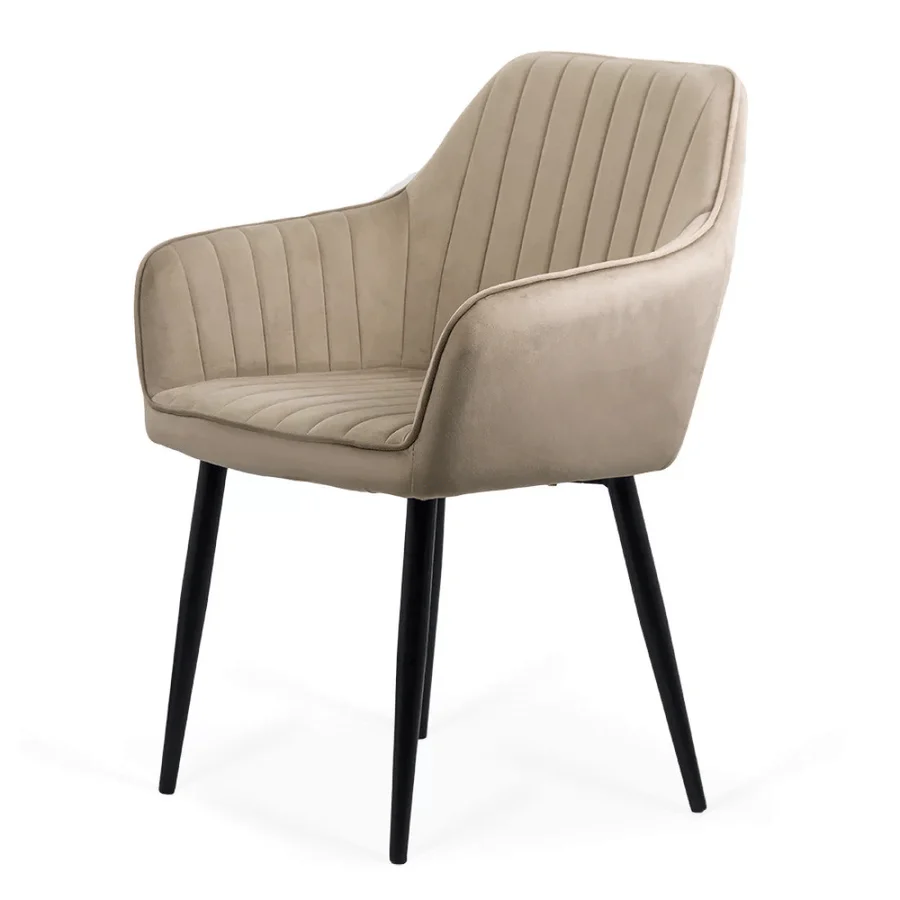 Dining Chair with Armrests Black Legs Velvet Cover