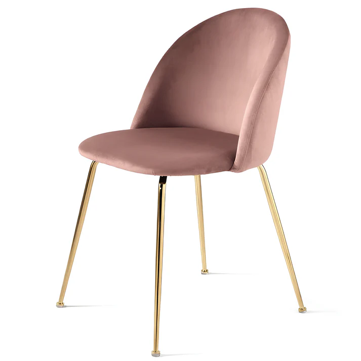 Velvet Dining Chair Upholstered Gold Metal Leg