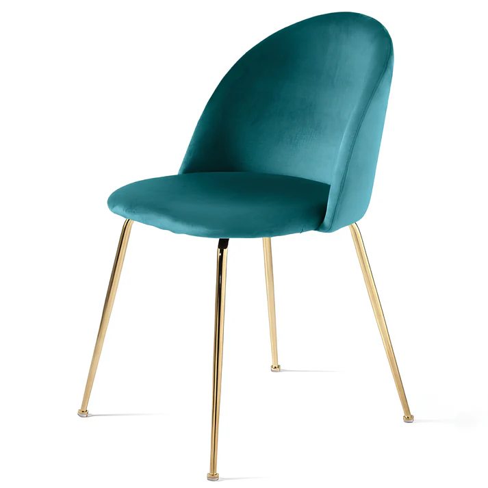 Velvet Dining Chair Upholstered Gold Metal Leg