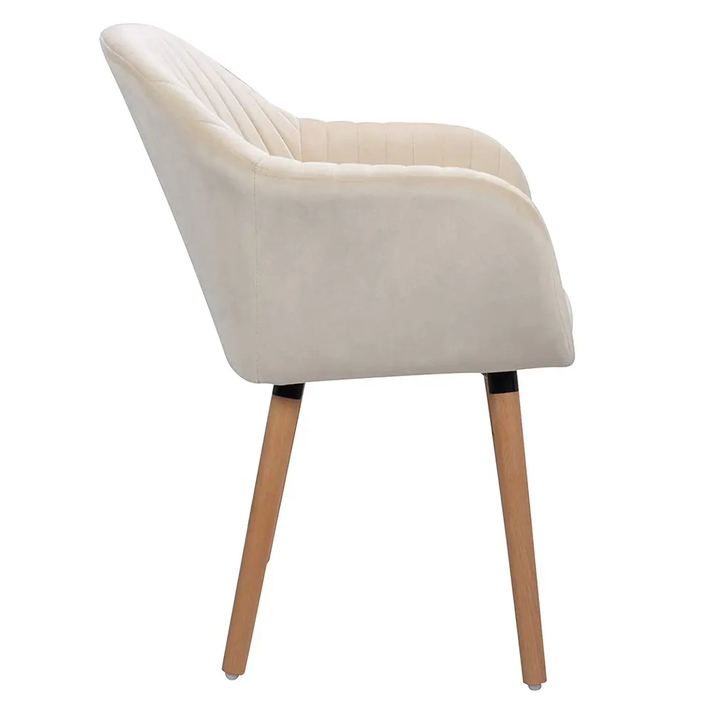 Upholstered Counter Lounge Living Room Corner Chair with Arms Solid Nature Wood Legs Reception Chair