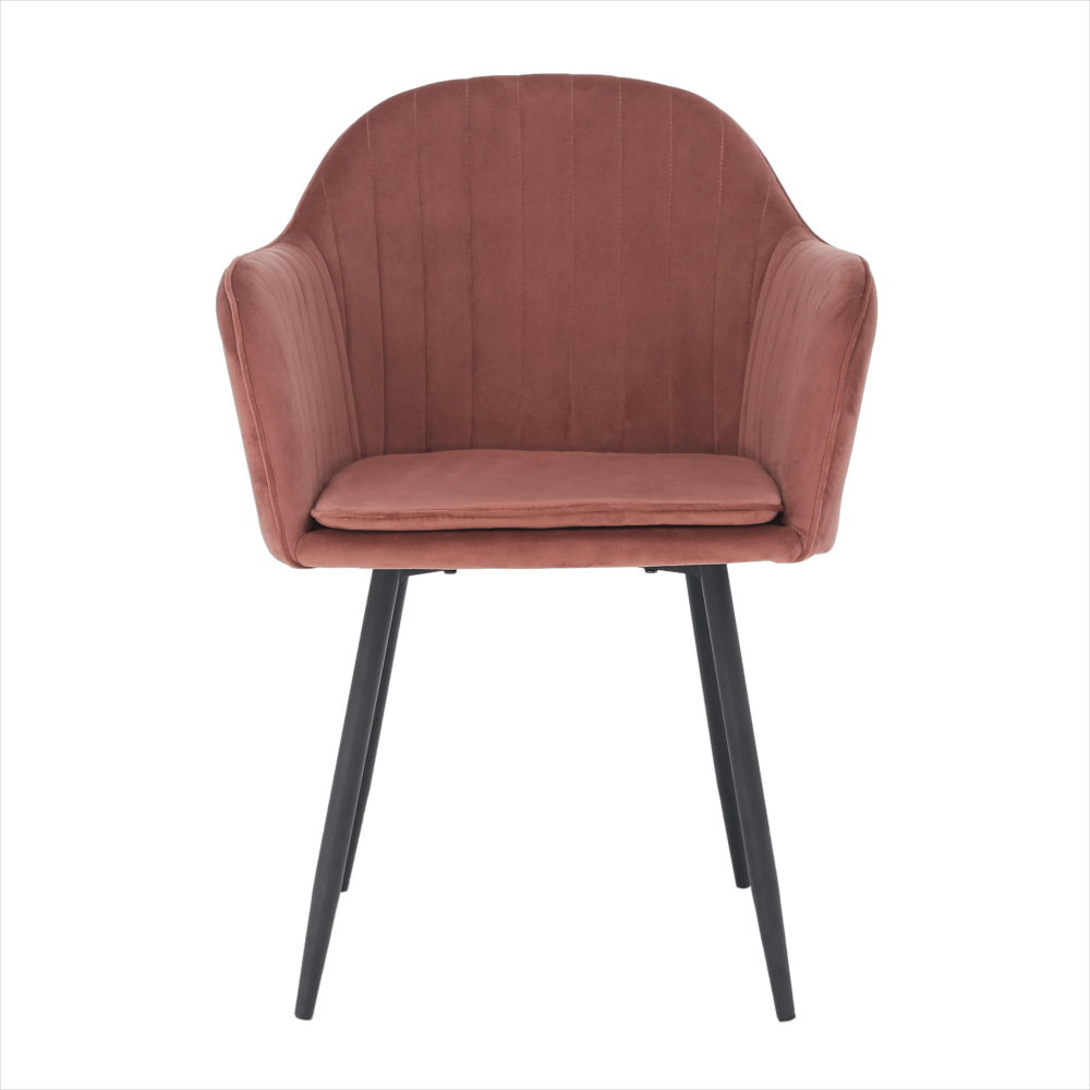 Padded Velvet Armrests Vertical Pattern Living Room Chair
