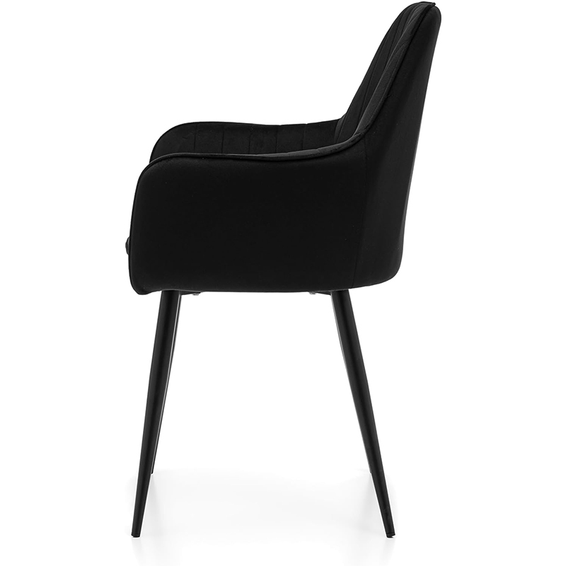 Padded Velvet Armrests Vertical Pattern Living Room Chair