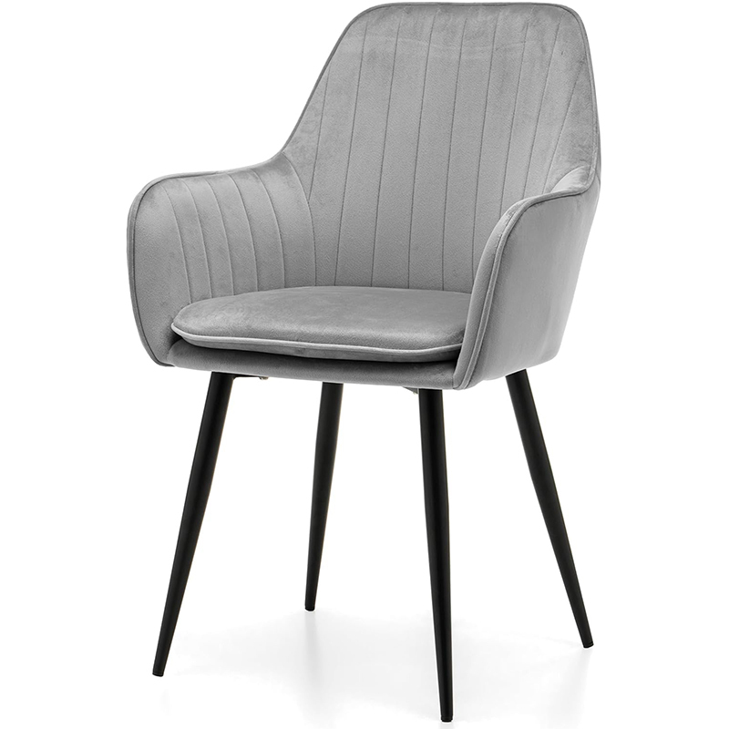 Padded Velvet Armrests Vertical Pattern Living Room Chair