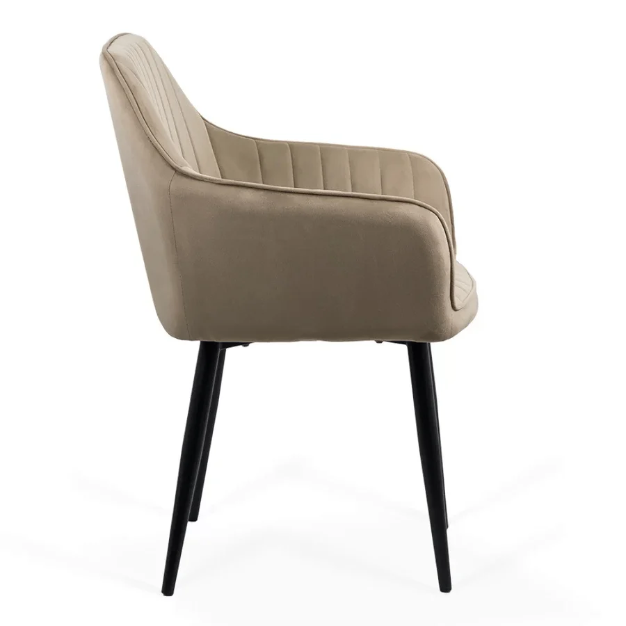 Dining Chair with Armrests Black Legs Velvet Cover
