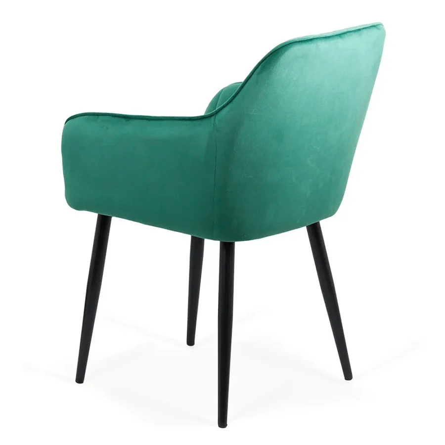 Dining Chair with Armrests Black Legs Velvet Cover