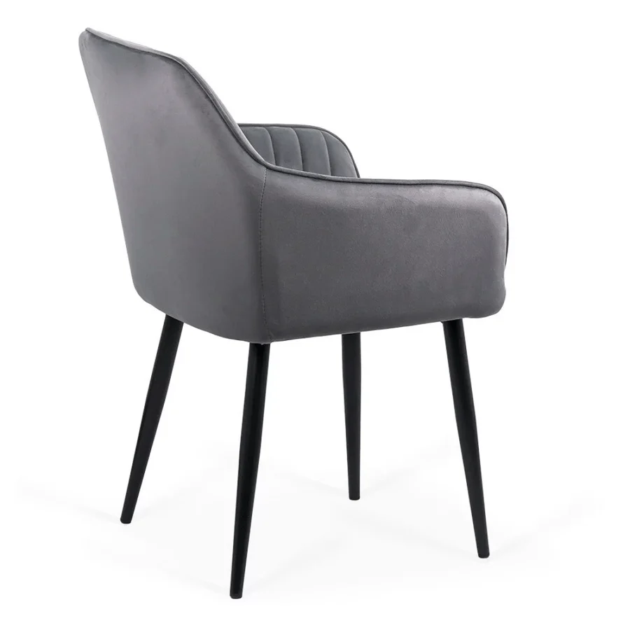 Dining Chair with Armrests Black Legs Velvet Cover