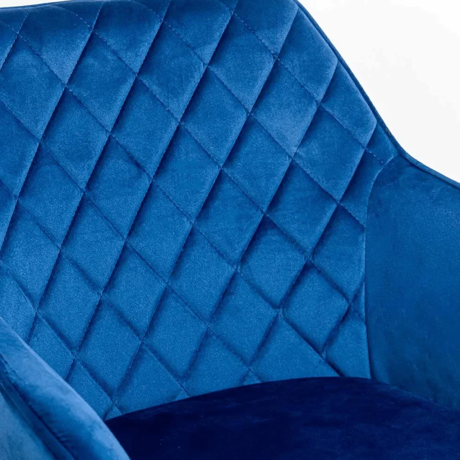 Velvet dining arm chair with black metal legs