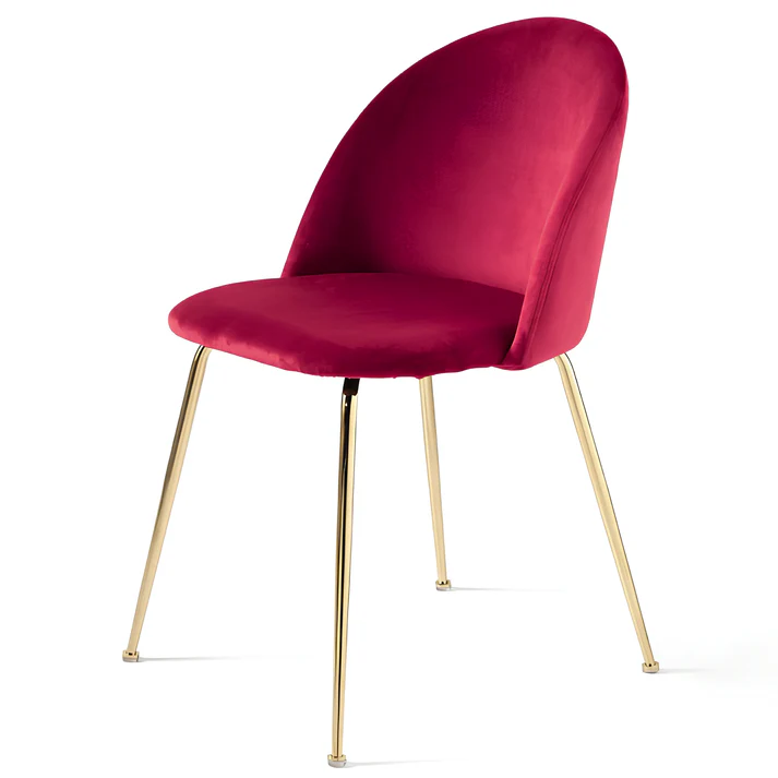 Velvet Dining Chair Upholstered Gold Metal Leg