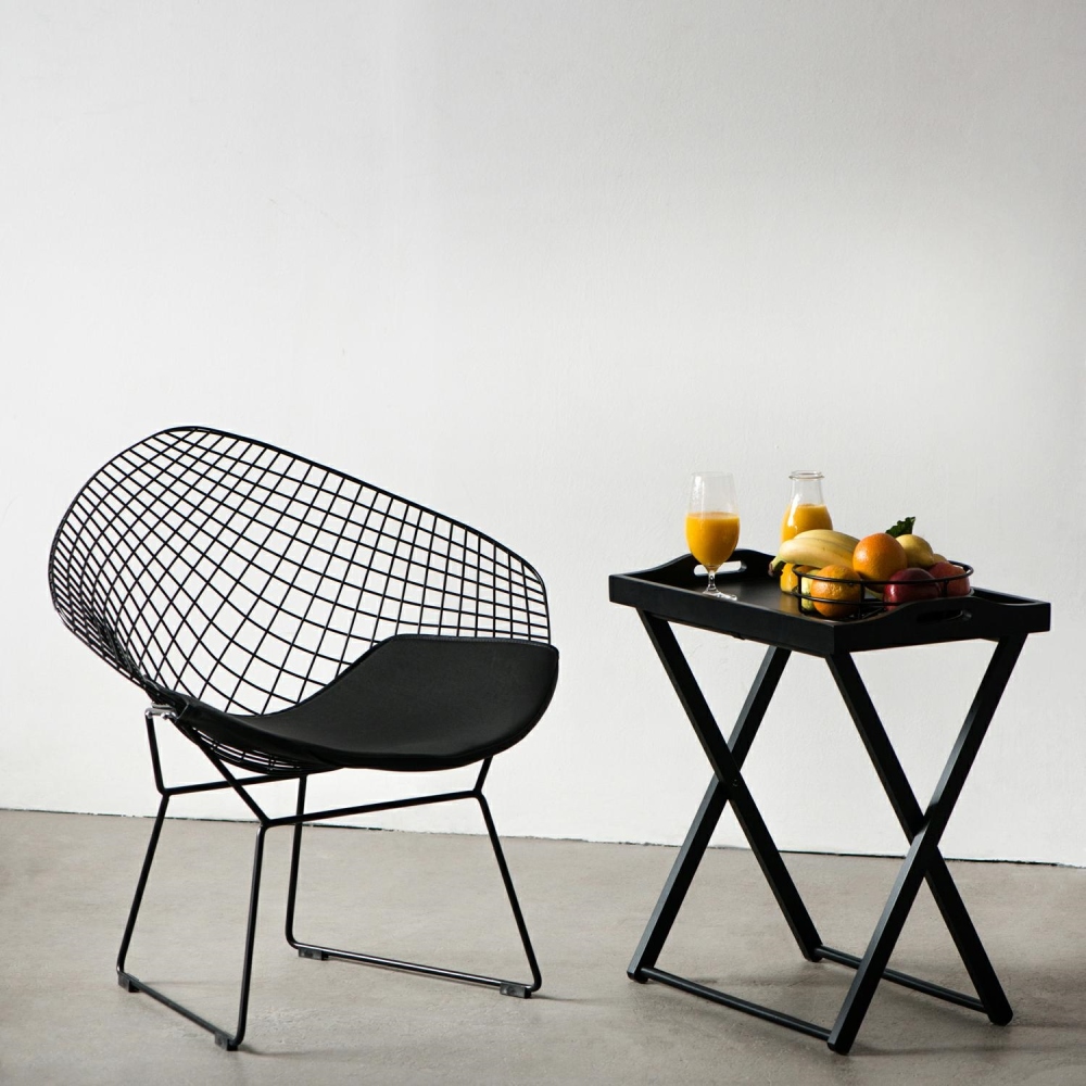 Iron chair with seat pad