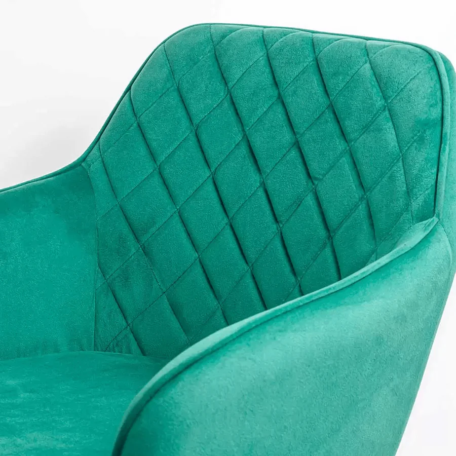 Velvet dining arm chair with black metal legs