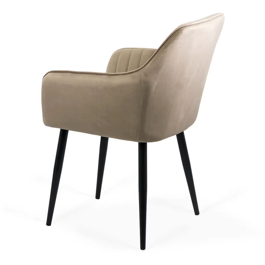 Dining Chair with Armrests Black Legs Velvet Cover