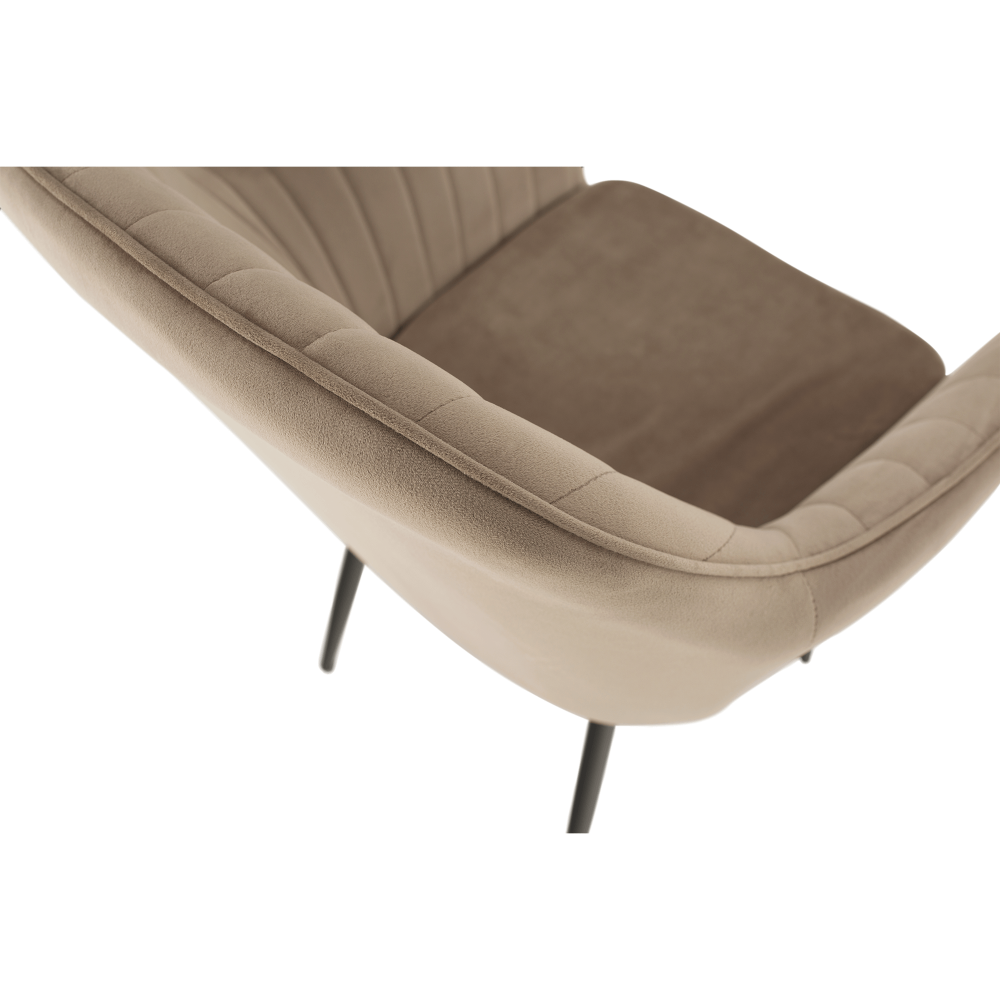 Padded Velvet Armrests Vertical Pattern Living Room Chair