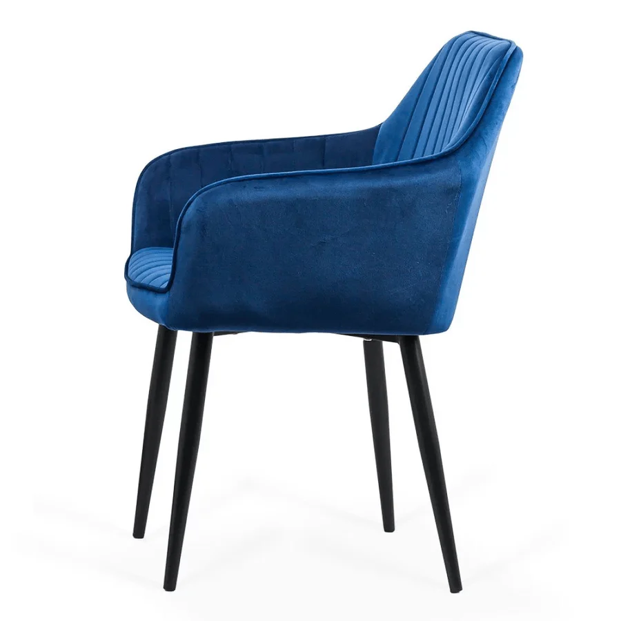 Dining Chair with Armrests Black Legs Velvet Cover