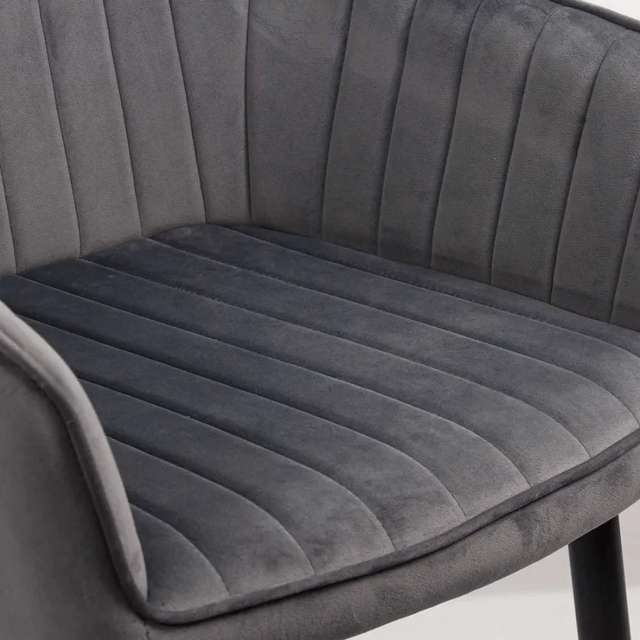 Dining Chair with Armrests Black Legs Velvet Cover